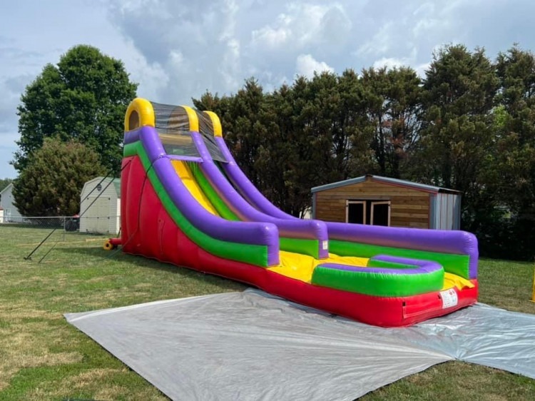 18' Retro Rainbow Inflatable Water Slide